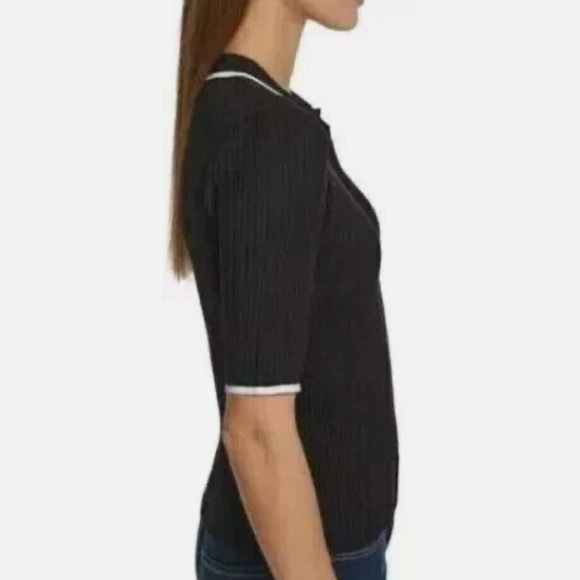 Calvin Klein Ribbed Quarter-Button Polo Shirt - Picture 2 of 3